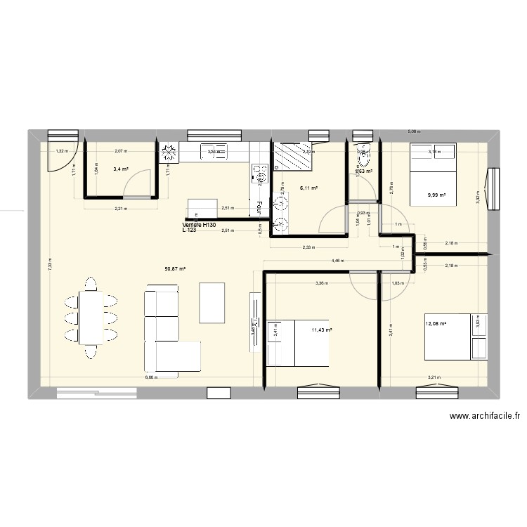 Villa 1 Antho/Laure. Plan de 7 pièces et 96 m2