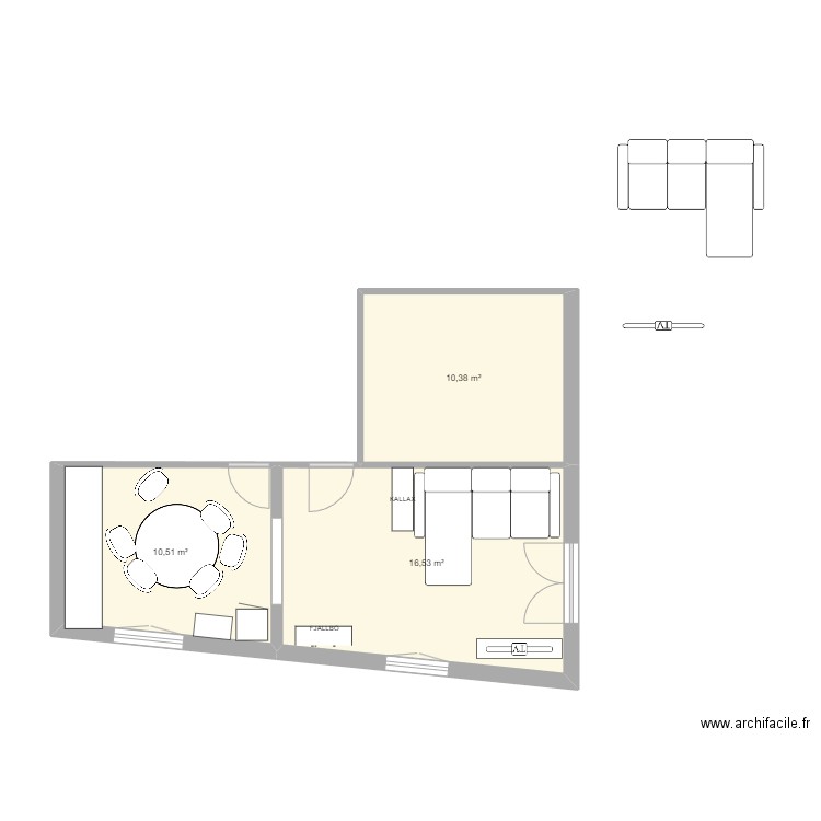 maison. Plan de 3 pièces et 37 m2