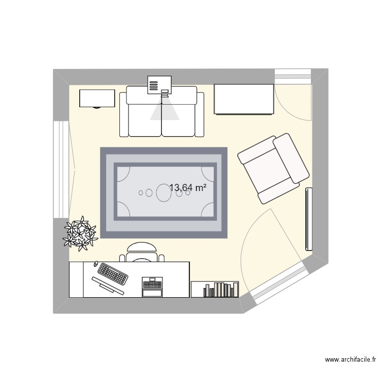 bureau V2 perso. Plan de 1 pièce et 14 m2