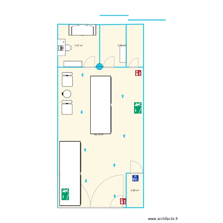 estudio. Plan de 4 pièces et 66 m2