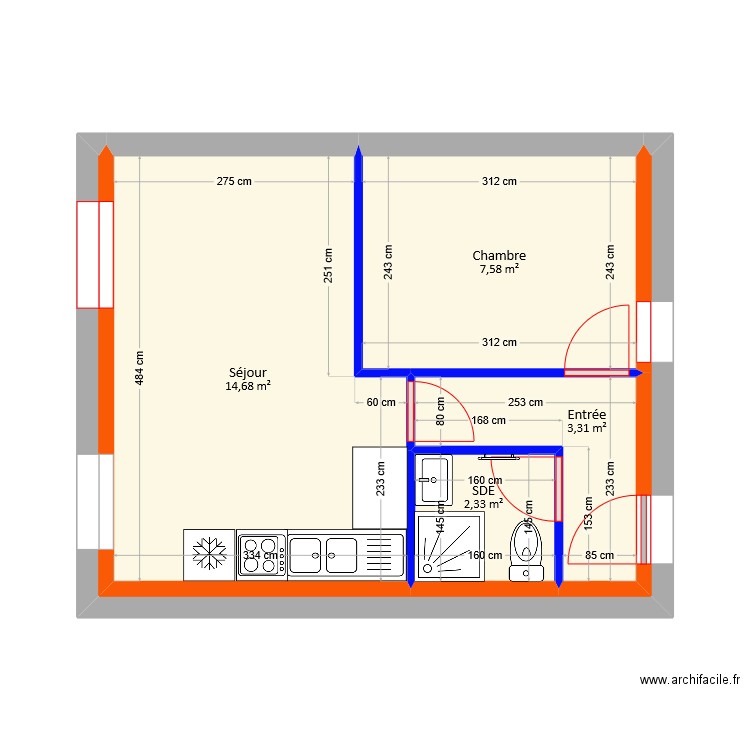 Goutarel - Projet RDC. Plan de 5 pièces et 28 m2