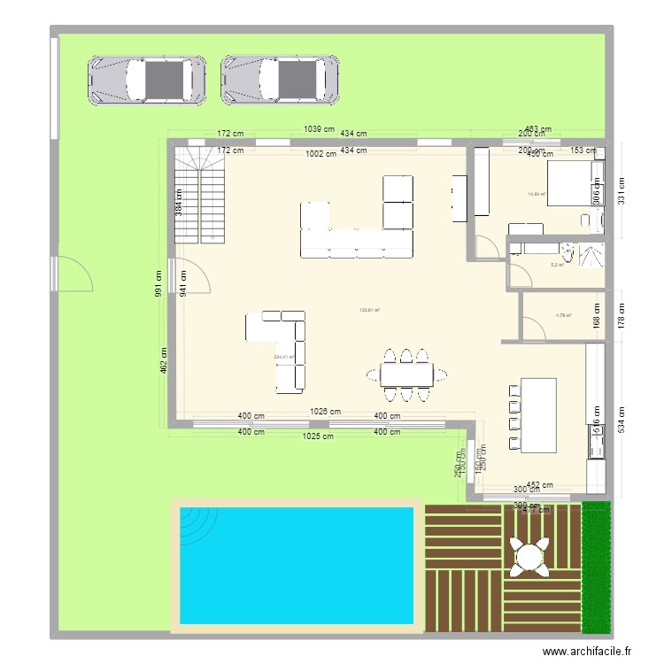 villa oisis. Plan de 5 pièces et 372 m2