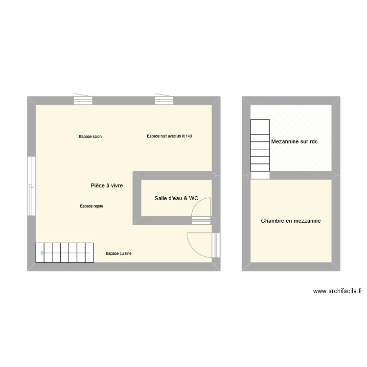 GR3333. Plan de 4 pièces et 40 m2