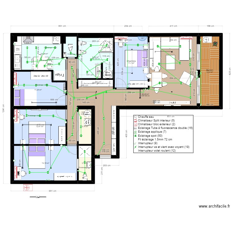  LES IBIS 2EME dernier 21/07/24 éclairage led . Plan de 11 pièces et 136 m2