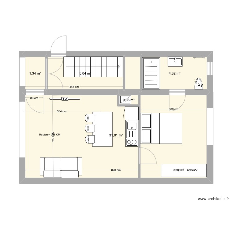 EXISTANT DESARANAUTS RDC V1. Plan de 11 pièces et 86 m2