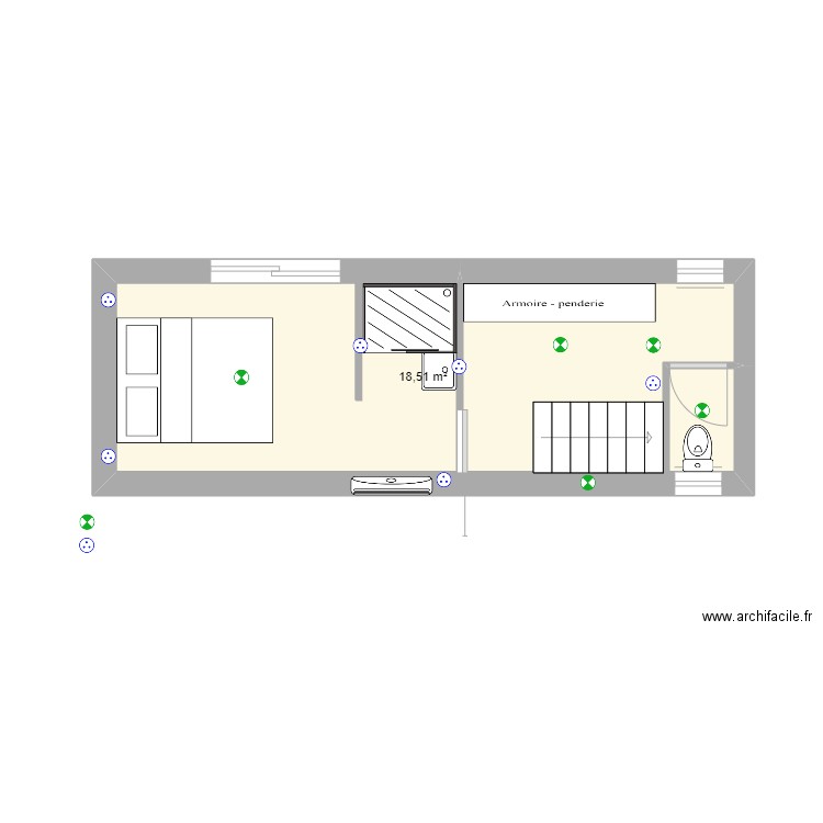 etage 04 09 2024. Plan de 1 pièce et 19 m2