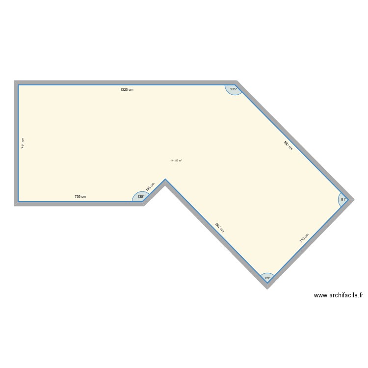 Fargues. Plan de 1 pièce et 141 m2