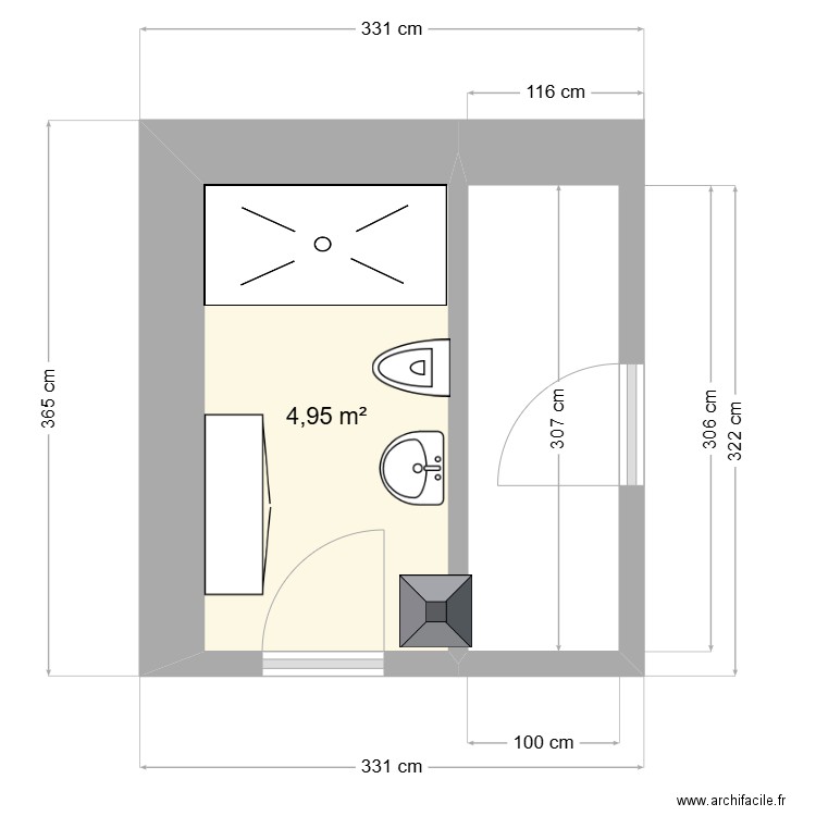 Sous-sol. Plan de 1 pièce et 5 m2