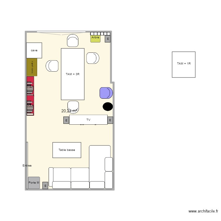 MonSalonV2. Plan de 1 pièce et 20 m2