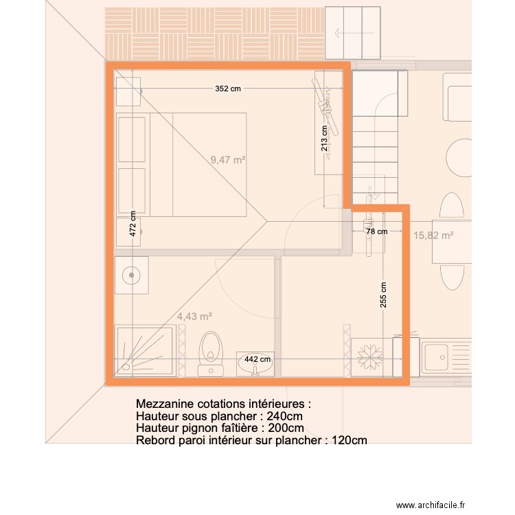 bungalow 1 chambre Pae Miti 3. Plan de 3 pièces et 30 m2