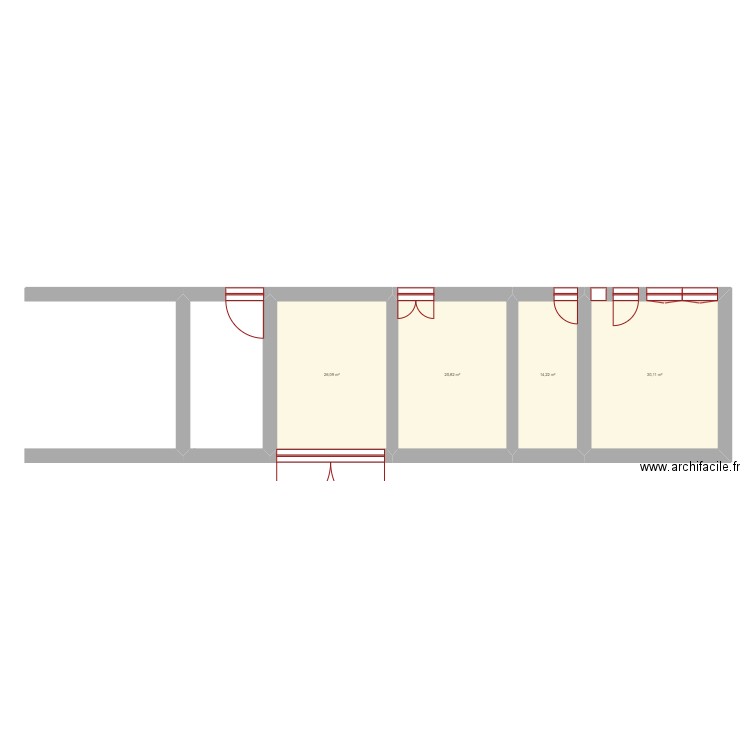 GRANGE EXISTANT RDC. Plan de 4 pièces et 96 m2