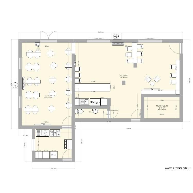 BAR CHAMLE 4. Plan de 3 pièces et 90 m2