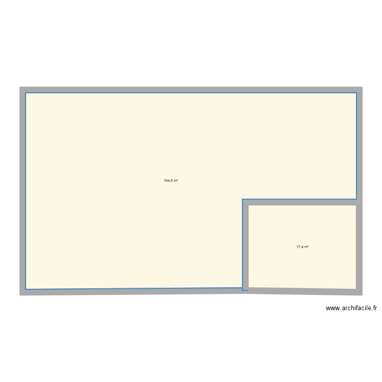 hangar . Plan de 2 pièces et 122 m2