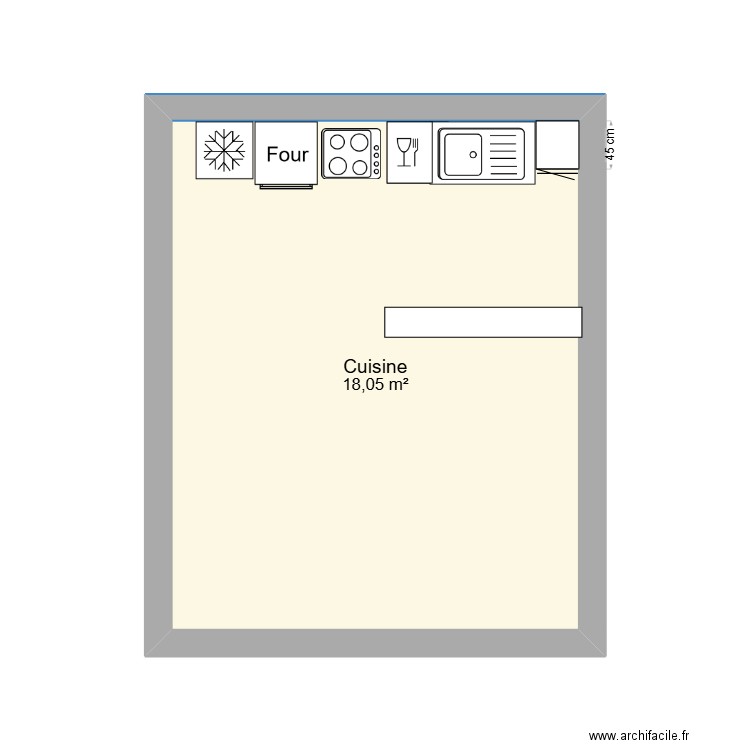 cuisine porspo. Plan de 1 pièce et 18 m2