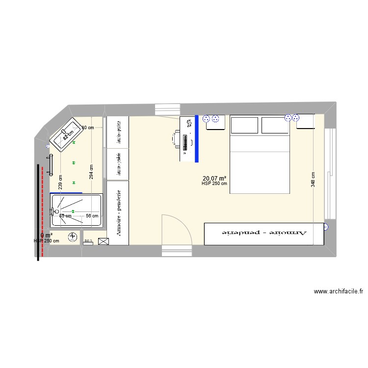 plan SDB. Plan de 5 pièces et 24 m2