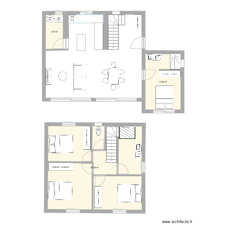 projet penestin 3. Plan de 3 pièces et 63 m2