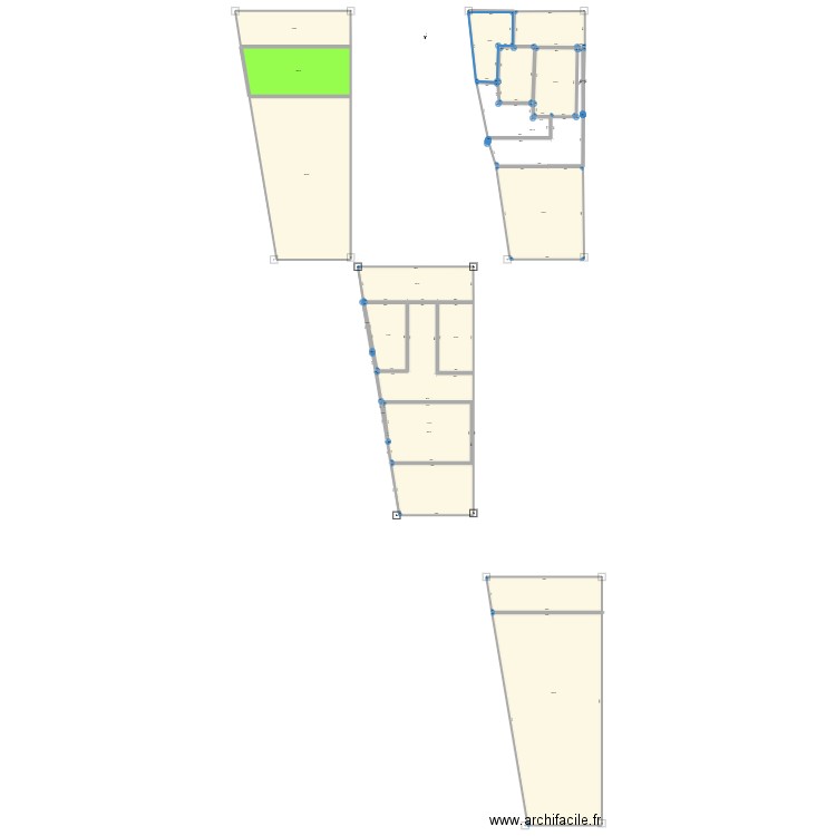 implantation  un bloc. Plan de 18 pièces et 1828 m2