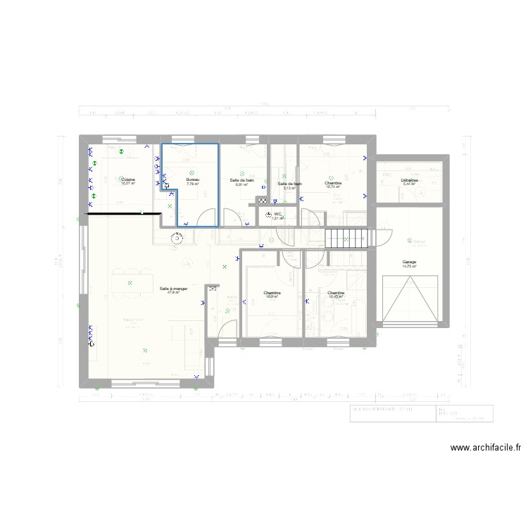 plan maison Elec. Plan de 12 pièces et 129 m2