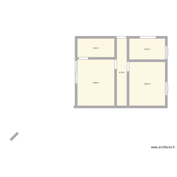 Agrandissement 2. Plan de 5 pièces et 48 m2