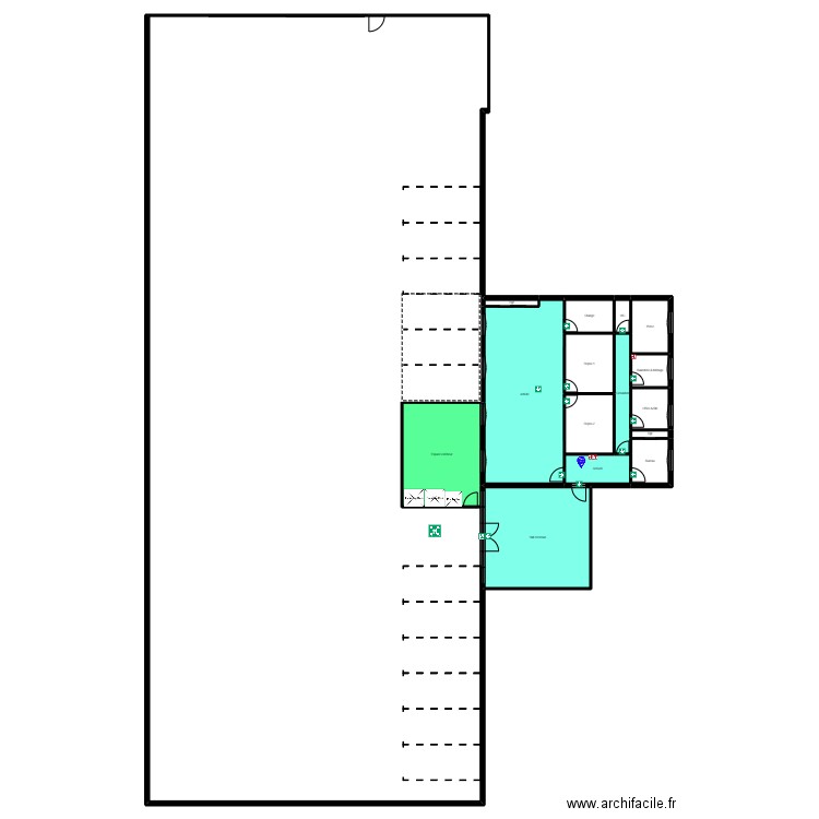 95B46C projet evac. Plan de 16 pièces et 1266 m2