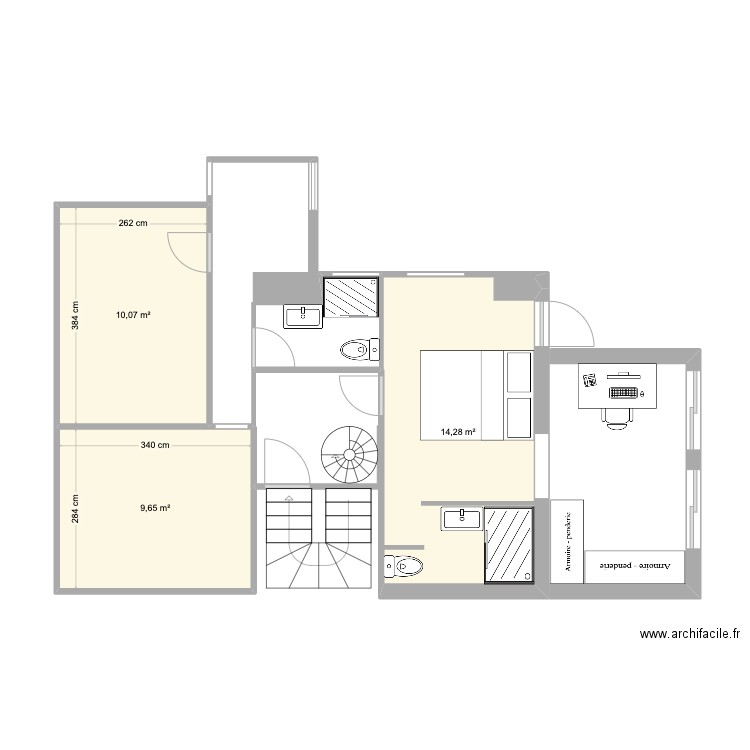 fond appartement version GTvx final. Plan de 3 pièces et 34 m2