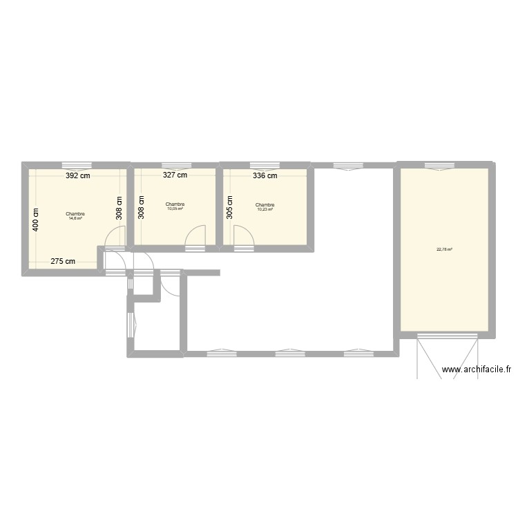 Maison avant travaux. Plan de 4 pièces et 58 m2