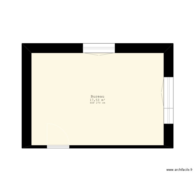 Bureau. Plan de 1 pièce et 18 m2