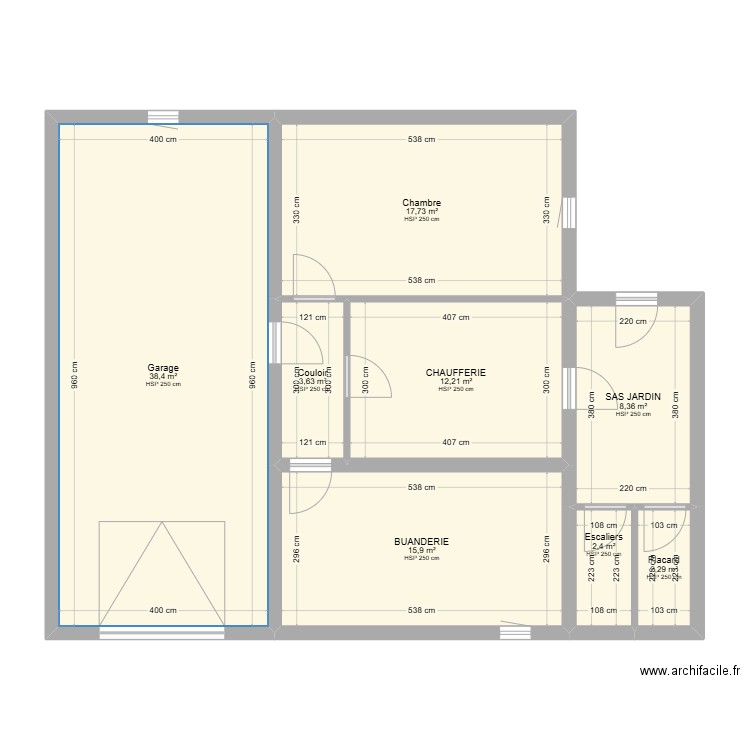 plan AUGUSTE SOUS SOL. Plan de 8 pièces et 101 m2