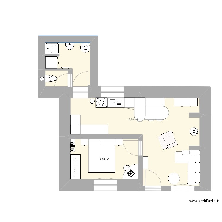 MAISON 2. Plan de 2 pièces et 42 m2