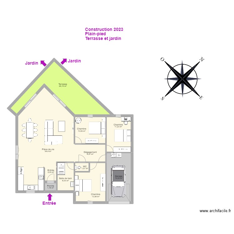 LAPOULLE. Plan de 11 pièces et 148 m2