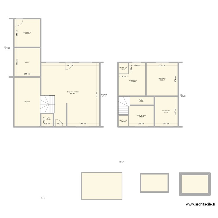 menier. Plan de 17 pièces et 155 m2