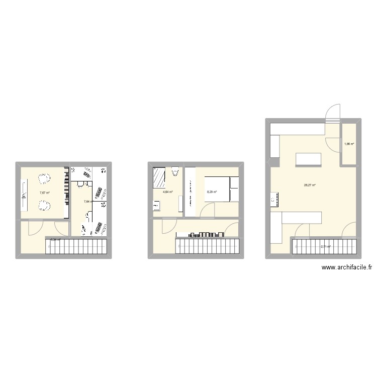 maison cloison. Plan de 9 pièces et 76 m2