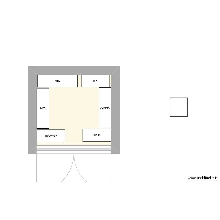 BOX. Plan de 1 pièce et 5 m2