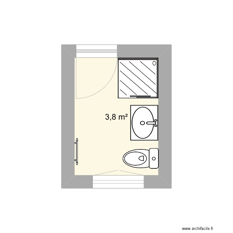 Salle de bain. Plan de 1 pièce et 4 m2