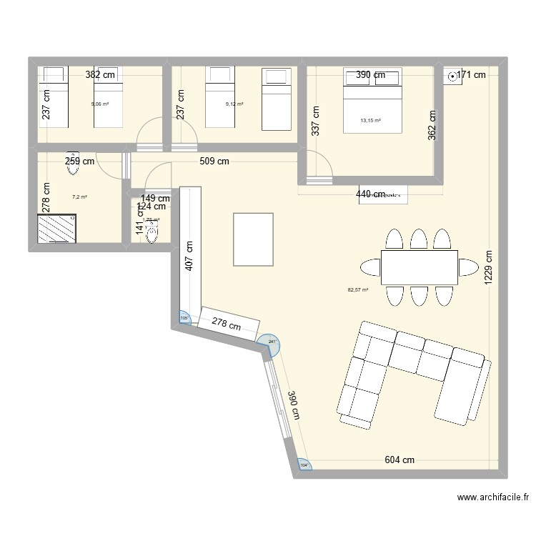 plan 2. Plan de 6 pièces et 123 m2