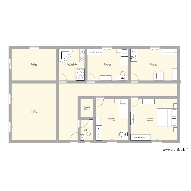 Maison 1. Plan de 10 pièces et 136 m2