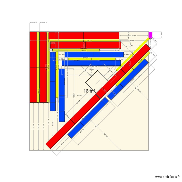 plan decoupe 2. Plan de 1 pièce et 16 m2