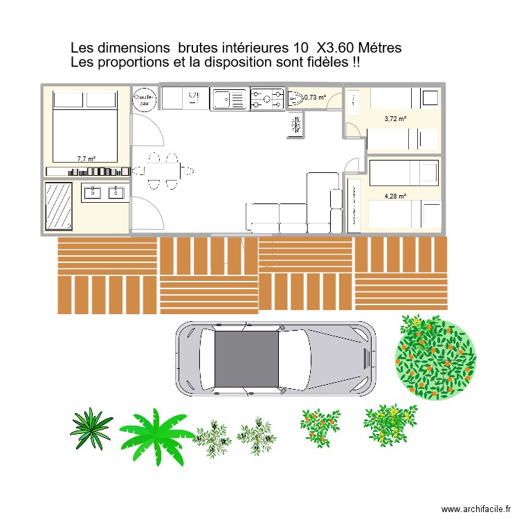 MOBILHOME 36M2 premium. Plan de 4 pièces et 16 m2