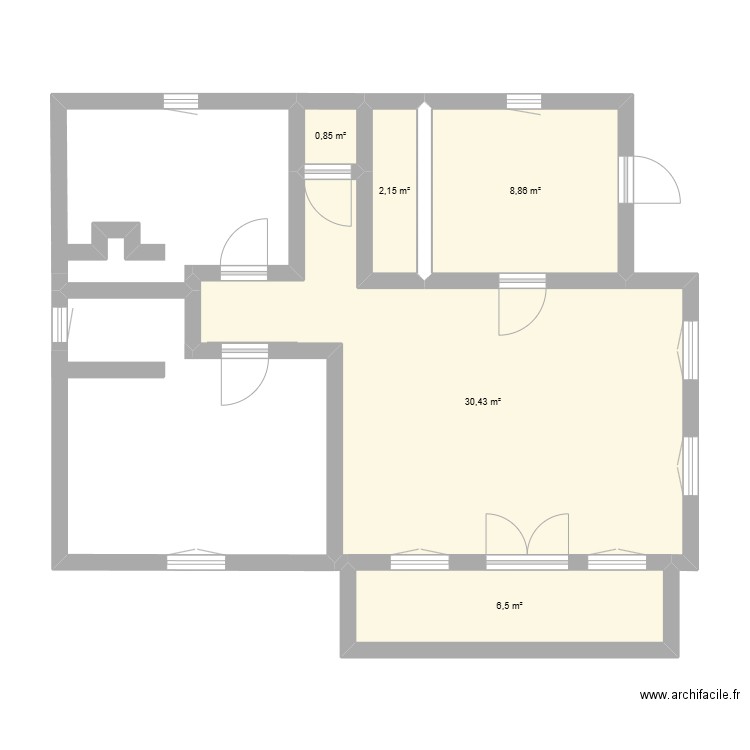 Maison prise. Plan de 5 pièces et 49 m2