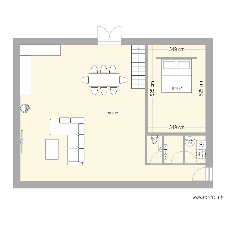 test . Plan de 2 pièces et 108 m2