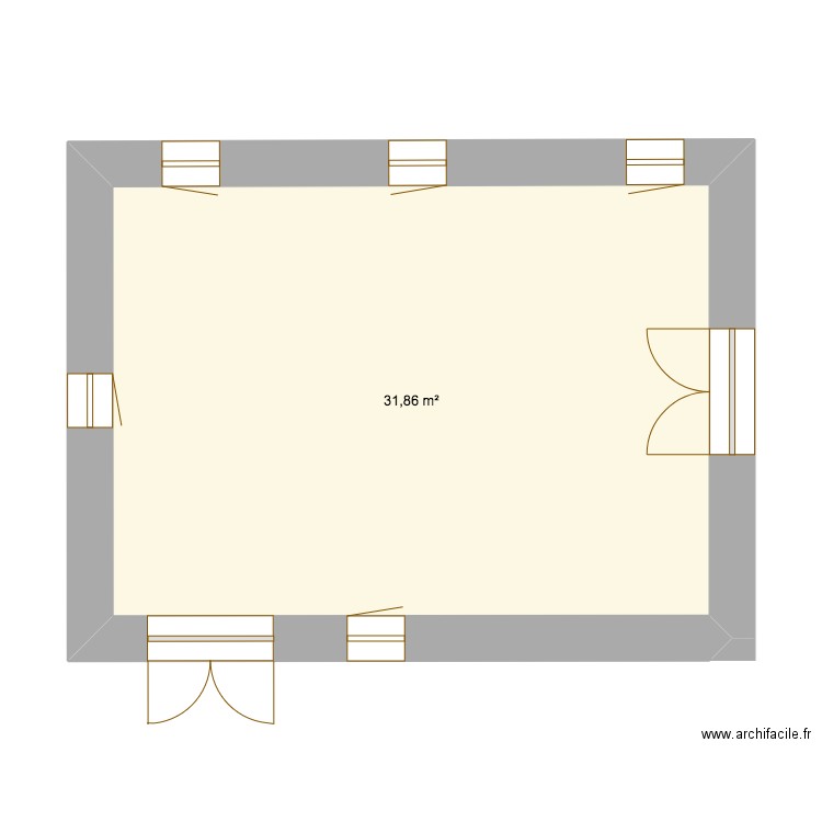 Campis RDC. Plan de 1 pièce et 32 m2