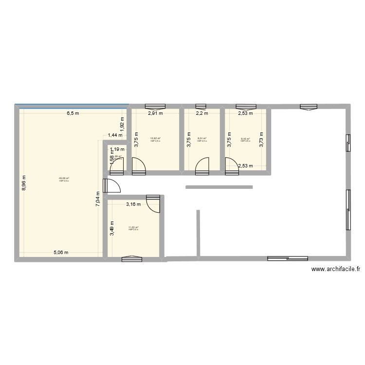 projet4. Plan de 6 pièces et 90 m2