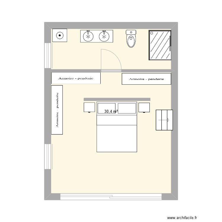 chambre extension. Plan de 1 pièce et 30 m2