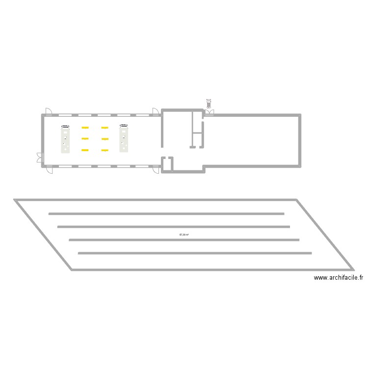 Ametis. Plan de 1 pièce et 87 m2