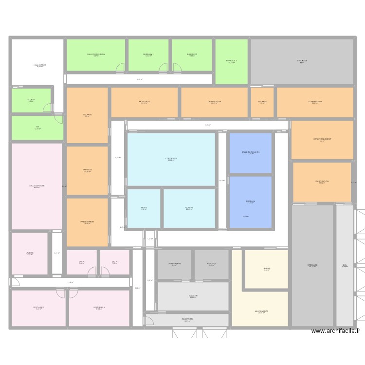 PHARMA. Plan de 49 pièces et 853 m2