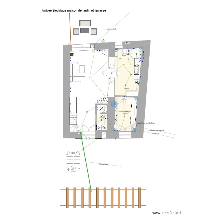 Plan maison gizia électricité RDC. Plan de 10 pièces et 100 m2