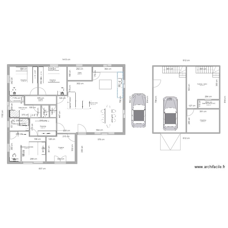 Maison 2. Plan de 16 pièces et 192 m2