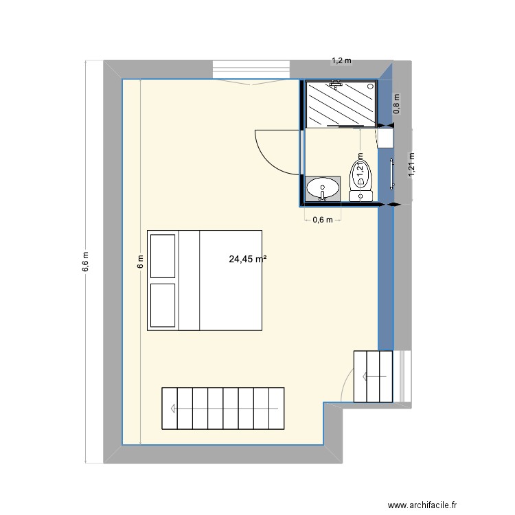 SAVOIE. Plan de 1 pièce et 24 m2