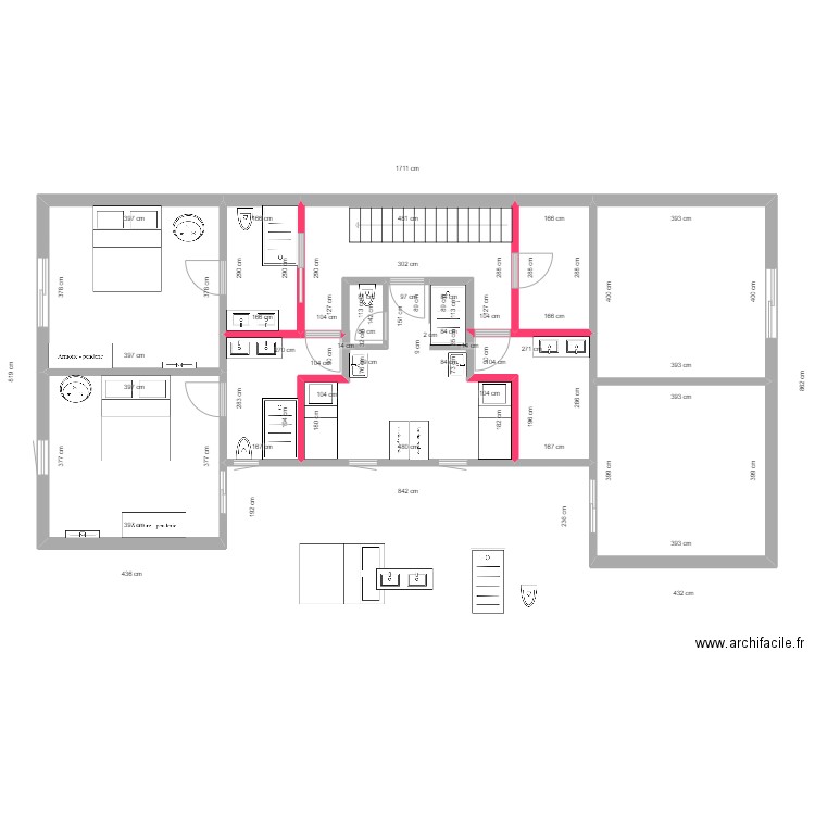 maison 5 cv. Plan de 9 pièces et 107 m2