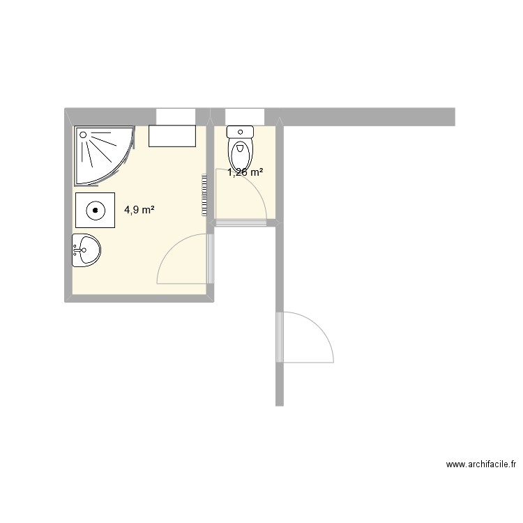 Salle de bain_A. Plan de 2 pièces et 6 m2